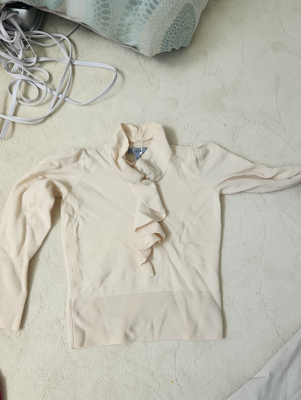 Classiques Entier Soft Ivory Knit Top with Gathered Neck